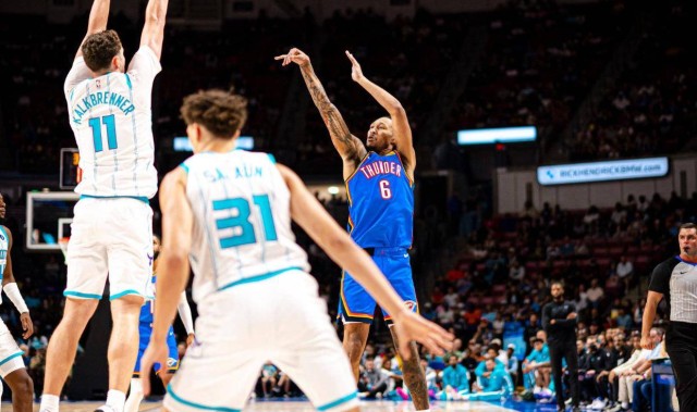 季前赛-威金斯23+6三球11分 雷霆主力缺阵大胜黄蜂