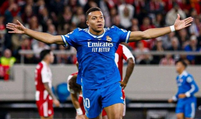 姆巴佩欧冠大四喜助皇马客场惊险4-3战胜奥林匹亚科斯